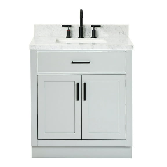 Ariel Hepburn 31 In. Rectangle Sink Vanity With 1.5 In. Carrara White Countertop In Grey