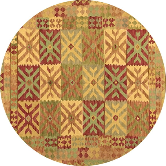 Ahgly Company Indoor Round Southwestern Brown Country Area Rugs, 4' Round