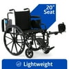 Medline Wheelchair with Swing-Back Removable Desk Arms, Lightweight, Elevating Legrests, 20-In Seat, 300 lb Weight Capacity, Black