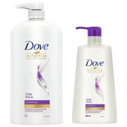 Dove Daily Shine Shampoo 1 L, For Damaged or Frizzy Hair, Makes Hair Soft, Shiny And Smooth - Mild Daily Shampoo for Men & Women & Dove Daily Shine Shampoo, 650 ml