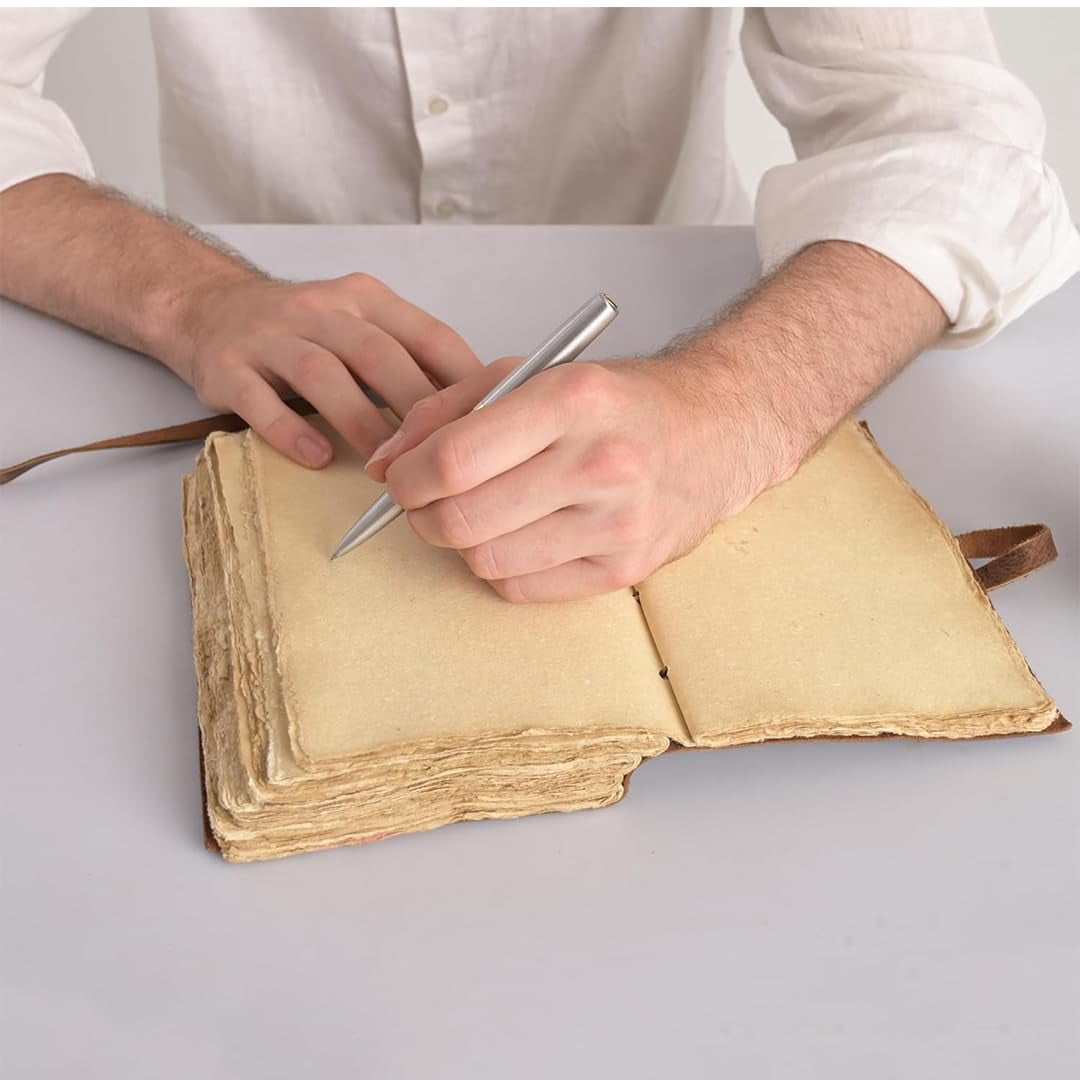 RusticVintage Leather Journal Travel Diary, Handmade Vintage Bound Notebook For Men & Women, Antique Finish, Genuine Buffalo Leather- Quality Unlined Paper Notes, Art Sketchbook, 7X5 Inches, Brown