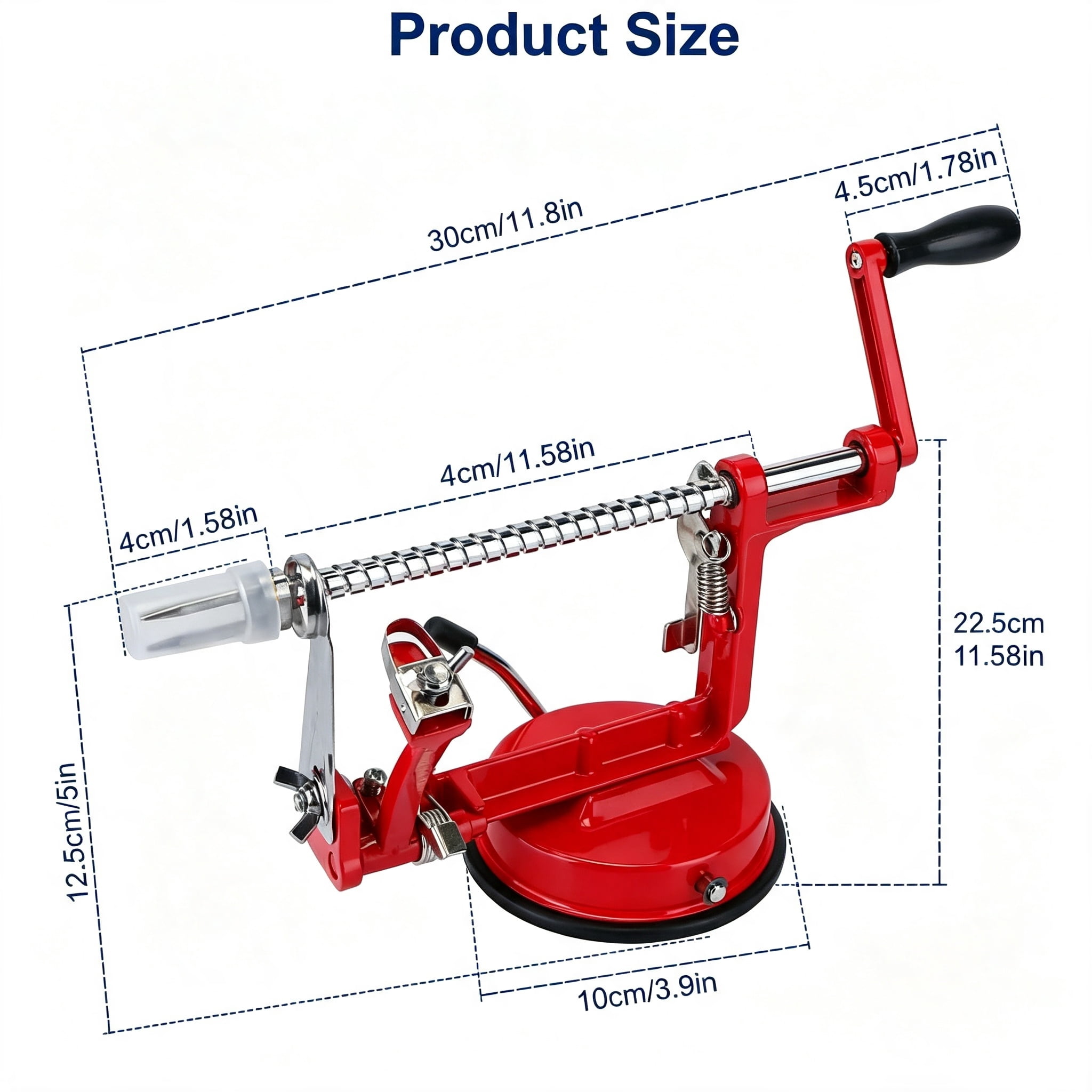 3 in 1 Fruit Peeler, 3‑in‑1 Apple Peeler Slicer Corer,Apple Slicer Corer with Suction Base, Zinc Alloy and Stainless‑Steel Blade for Kitchen Fruit Processing