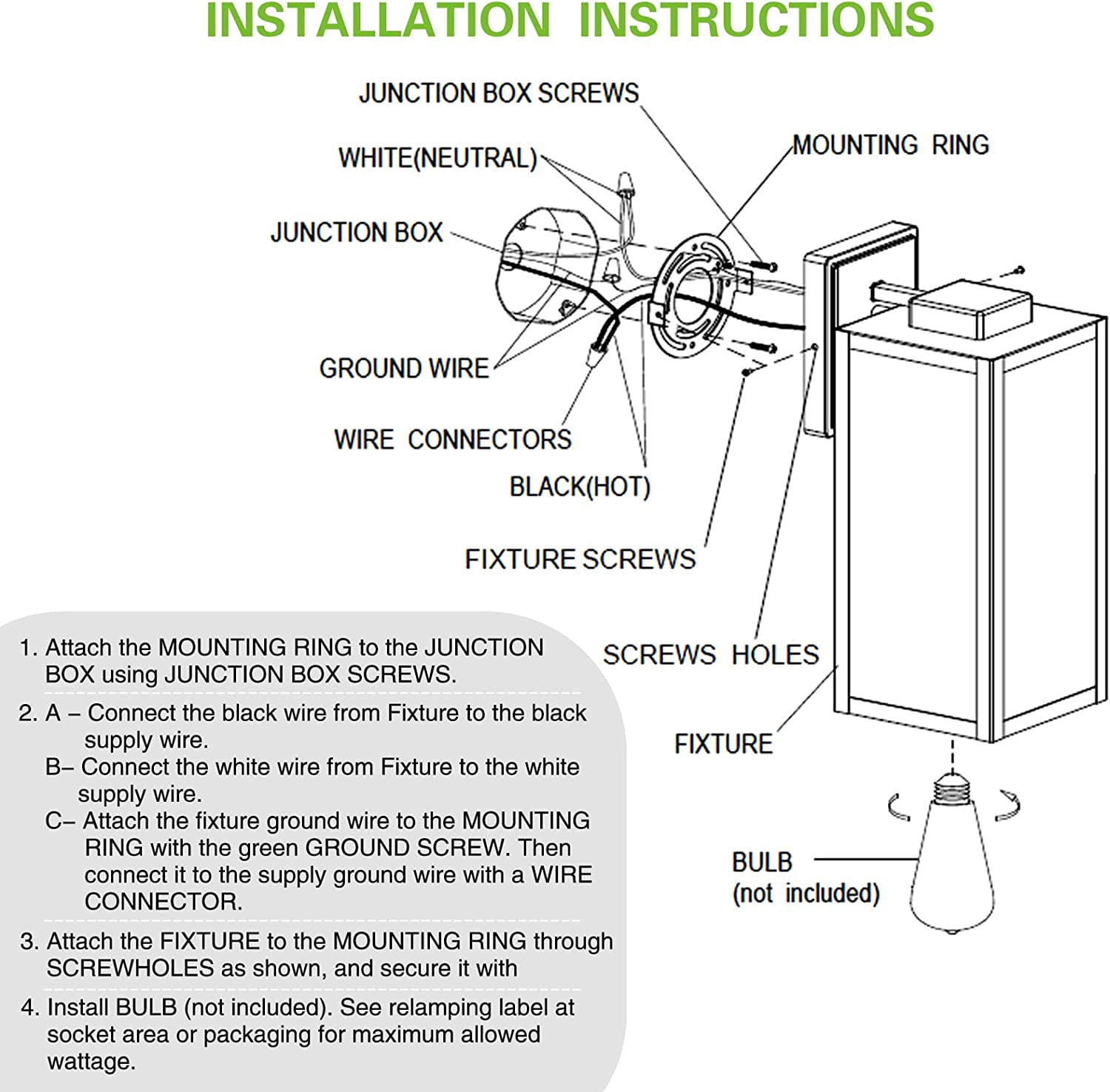Extra Large Outdoor Wall Lantern,20 Inch Outdoor Wall Lights, Exterior Waterproof Wall Sconce, Anti-Rust Wall Mounted Lighting with Glass Shade, Matte Black Wall Lamp with E26 Socket for Porch