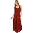 thumbnail image 5 of Sakkas Beverlee Embroidered Button Down Sleeveless Caftan Dress - Red - 1X/2X, 5 of 5