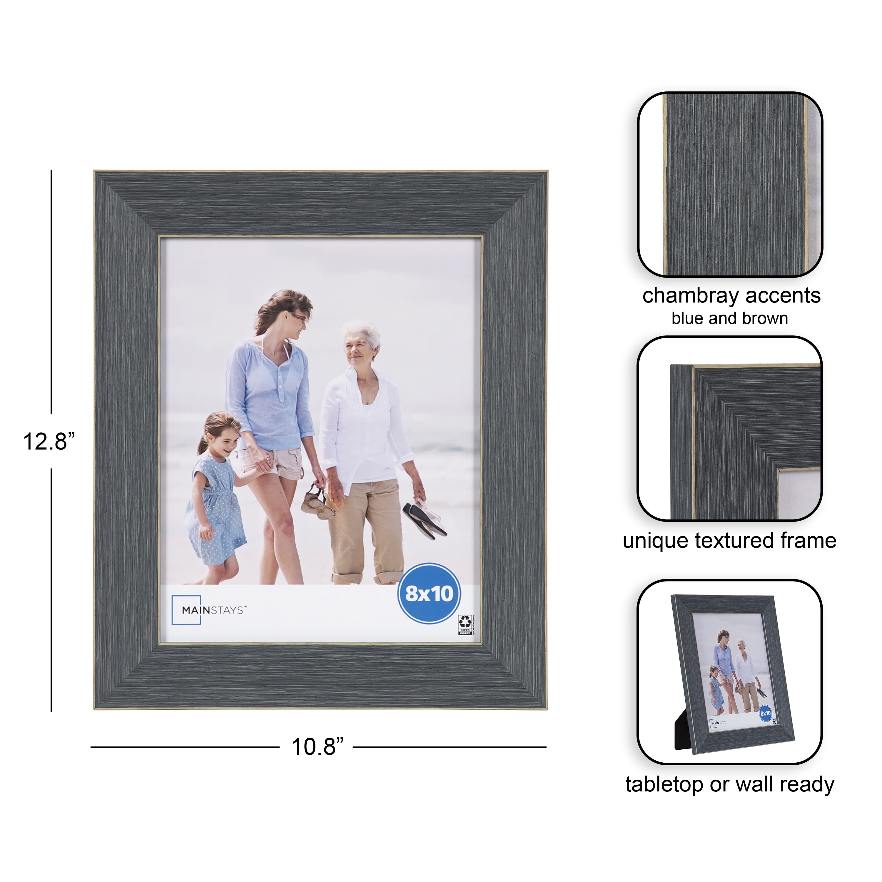 Mainstays – 8x10 Picture Frame – Chambray Blue Tabletop Photo Frame