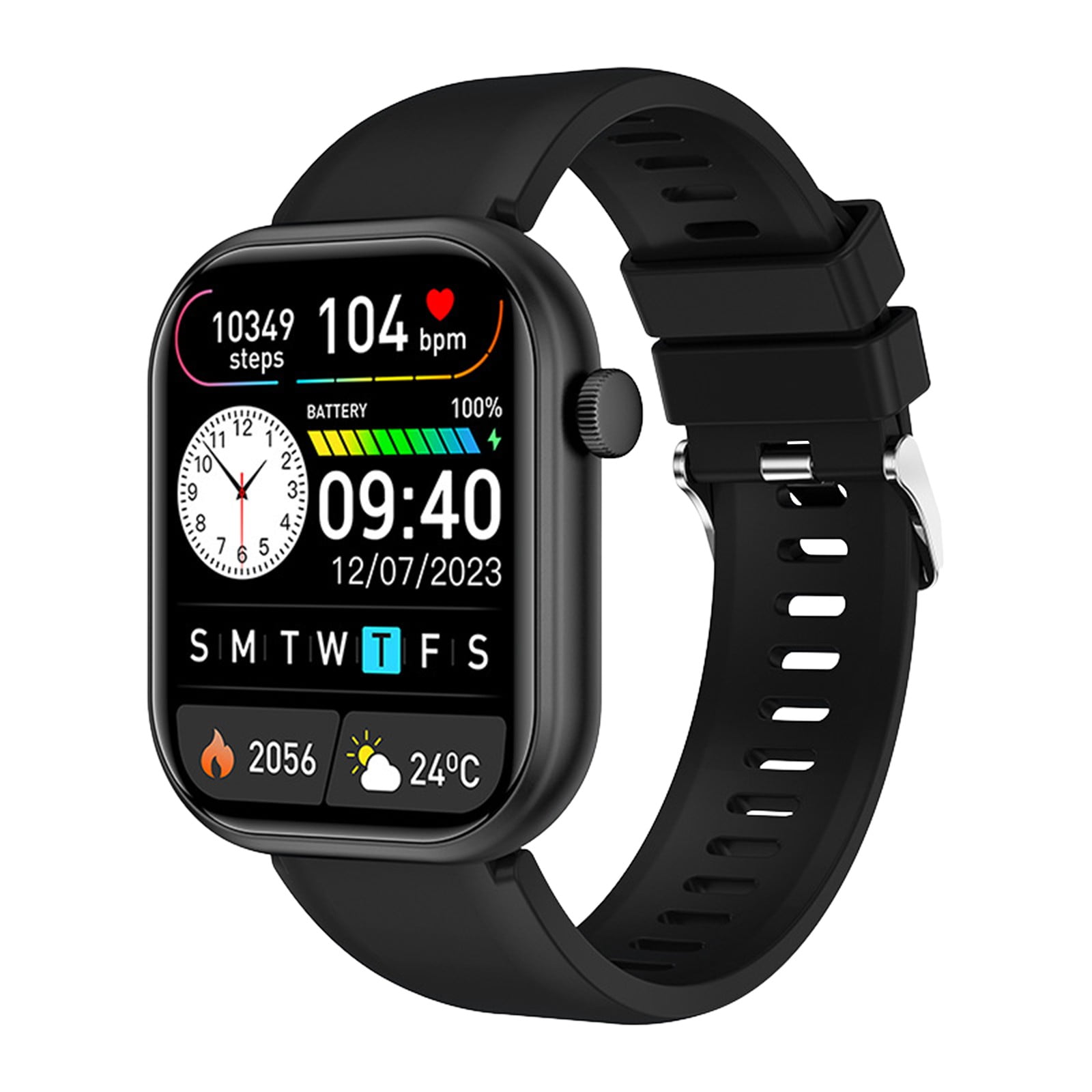 Nkmbld Android Smart Watch Clear Screen for Incoming Call Reminder Bluetooth Low Power Consumption Sedentary Reminder Sports Smartwatch, Black