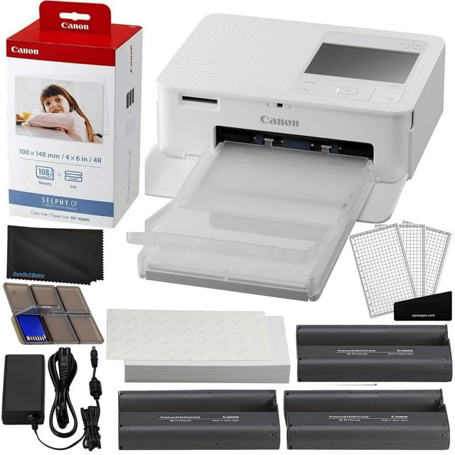 Impresora fotográfica Canon Selphy CP1500 inalámbrica blanca con paquete