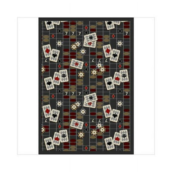 Feeling Lucky Charcoal 5 ft.4 in. x 7 ft.8 in.  WearOn Nylon Machine Tufted- Cut Pile Gaming and Entertainment Rug