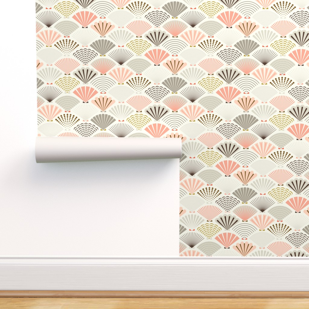 Peel & Stick Wallpaper 9ft x 2ft Sells Seashells Sea Shells Custom