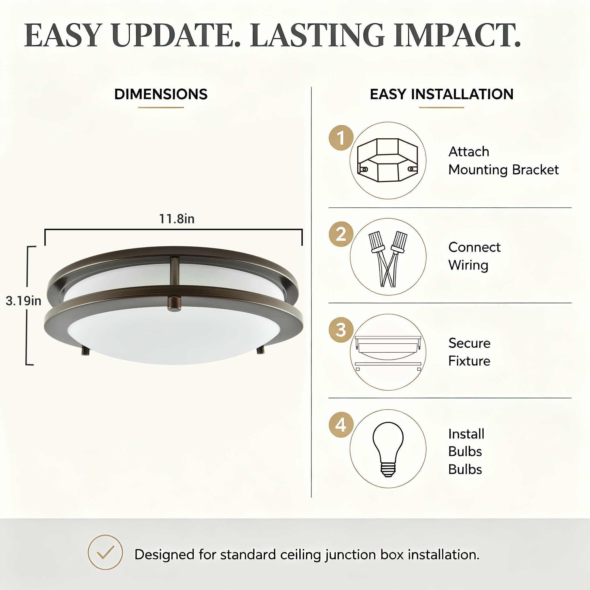 Better Homes & Gardens 12 in Bronze Flush Mount Ceiling Light photo 4