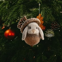 Forest Animal Acorn Ornaments, 10cm/6 Inch Acrylic Cute Cozy Forest Christmas Ornaments, Upgrade Christmas Woodland Creature Hanging Ornament Pine Cone Animal Decoration(B)