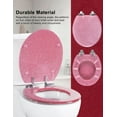 thumbnail image 4 of ROUND Resin Toilet Seat Glitter Pink Soft Close Quick Release Adjustable Metal Hinge Easy to Install also Easy to Clean Decorative Acrylic Seats (17 Inch, Pink Glitter, Ugraded hinge), 4 of 17