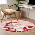 thumbnail image 4 of Round Rugs 3.3Ft, Pink Red Santa Christmas Round Area Rug Washable Indoor Throw Carpet, Xmas Snowflake Watercolor Soft Non Slip Circle Rug for Laundry Room Patio Home Decor Aesthetic, 4 of 8