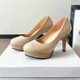 thumbnail image 5 of hopeusnice High Heels Shoes for Women Trendy Non-slip PU Materials Summer and Fall Shoes Tapered High heel Soft Pumps Shoes Breathable Women's High Heels Shoes Round toe Dress Shoes Beige 38, 5 of 5