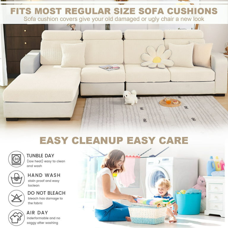 2023 Universal Stretch Sofa Cover, Couch Cushion Slipcovers Anti-Slip L  Shape Sectional Sofa Covers, Chaise Lounge Sofa Slipcover (White, Large  Triple Seat Cover)