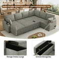 thumbnail image 5 of 110" Sectional Sleeper Sofa with Pull Out Bed, U Shaped Sectional Couch with Charging Ports, Cup Holders and Storage, 5 Seat Convertible Chenille Cloud Couch for Living Room, Light Grey, 5 of 9