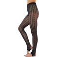 thumbnail image 5 of ToBeInStyle Women's Cascading Heart Striped Fishnet Stirrup Footless Tights - Black, 5 of 6