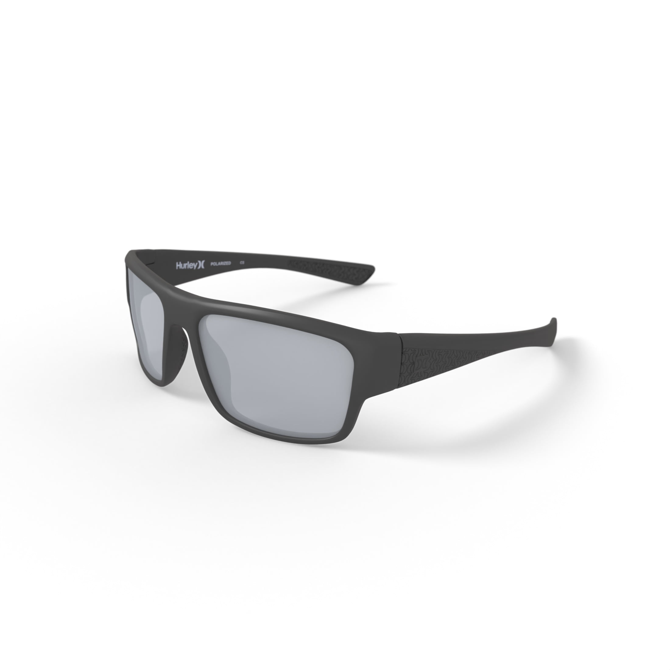 Hurley HSM3005P Sunglasses with Case, Matte Satin Black, Wrap, Plastic, 60-17-130