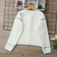thumbnail image 4 of AINIYS Kids Girls' and Little Long Sleeve Crewneck Cropped Cardigan Casual Solid Trendy Hem Coat with Pocket White 5 Years, 4 of 9
