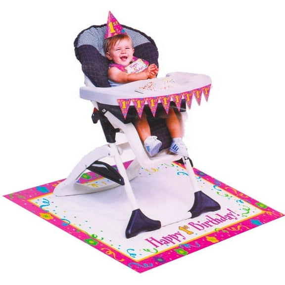 1st Birthday Girl High Chair Decorating Kit (4pc)