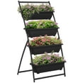 thumbnail image 2 of Outsunny Raised Garden Bed with 4 Planter Boxes, Self Draining, Plant Stand Grow Container for Vegetable Flowers Herb, Black, 2 of 9