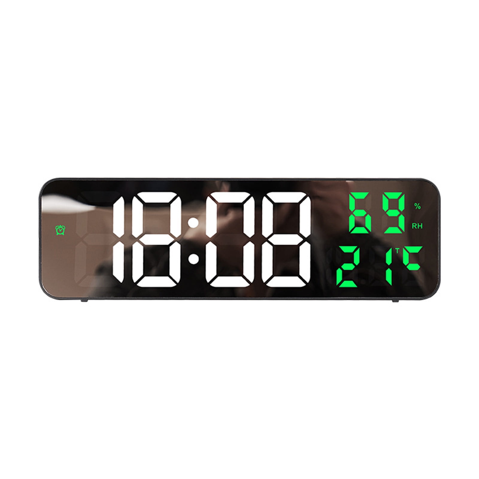 Iuhan LED Wall Clock, Large Digital Mirror Display with Temperature Date Humidity, Adjustable Brightness Alarm Clock for Home Office Bedroom Decor