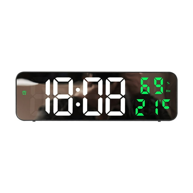 Mirror Wall Decor,Digital Wall Clock Led Large Digital Wall Clock Temperature Date Display Brightness Table Wall-Mounted Mirror Alarm Clock for Home Decor Mirrors for Wall,Large Wall Clock