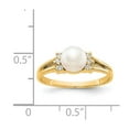 thumbnail image 2 of Solid 14k Yellow Gold 6mm Freshwater Cultured Pearl VS Diamond Ring Band Size 5.5 (.072 cttw.), 2 of 3