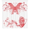 thumbnail image 2 of Ambesonne Spring Shower Curtain, Butterfly Floral Mandala Art, 69"Wx75"L, Scarlet White, 2 of 4