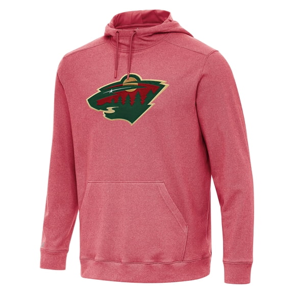 Men's Antigua Heather Red Minnesota Wild Cloud Pullover Hoodie