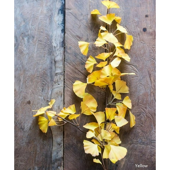 Artificial Ginkgo Leaf Stem in Yellow 37" Tall