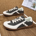 thumbnail image 2 of Men's White Grey Retro Gum Sole Lace-Up German Trainer Casual Sneakers, 2 of 6