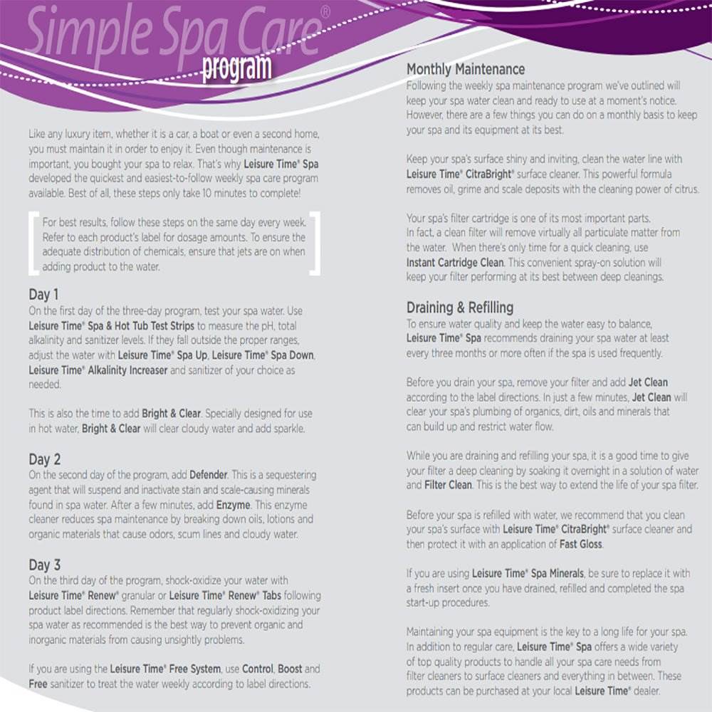 Leisure Time Spa Support System 32 Ounce Foam Concentrate
