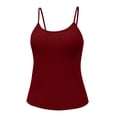thumbnail image 3 of GERsome Women's Camisoles Tank Tops with Built-in Bra Scoop Neck Undershirt Spaghetti Strap Basic Cami Tanks Wine Size 2XL, 3 of 7