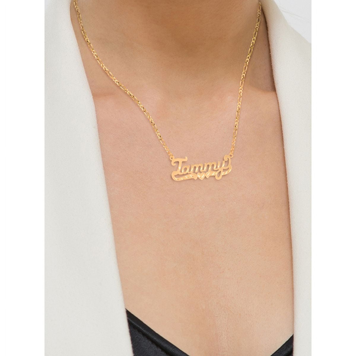 Special BOGO. Buy One Get One at 50% Off. Personalized Name Necklaces. Diamond Cut "Tammy" w/18" Figaro chain or Polished "Brittany" w/18" Link chain