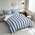 thumbnail image 2 of Manfei Classic Stripe Full Size Bedding Sets,Modern Geometric Full Size Bed in a Bag, Navy Green White, Reversible 7pcs, 2 of 6