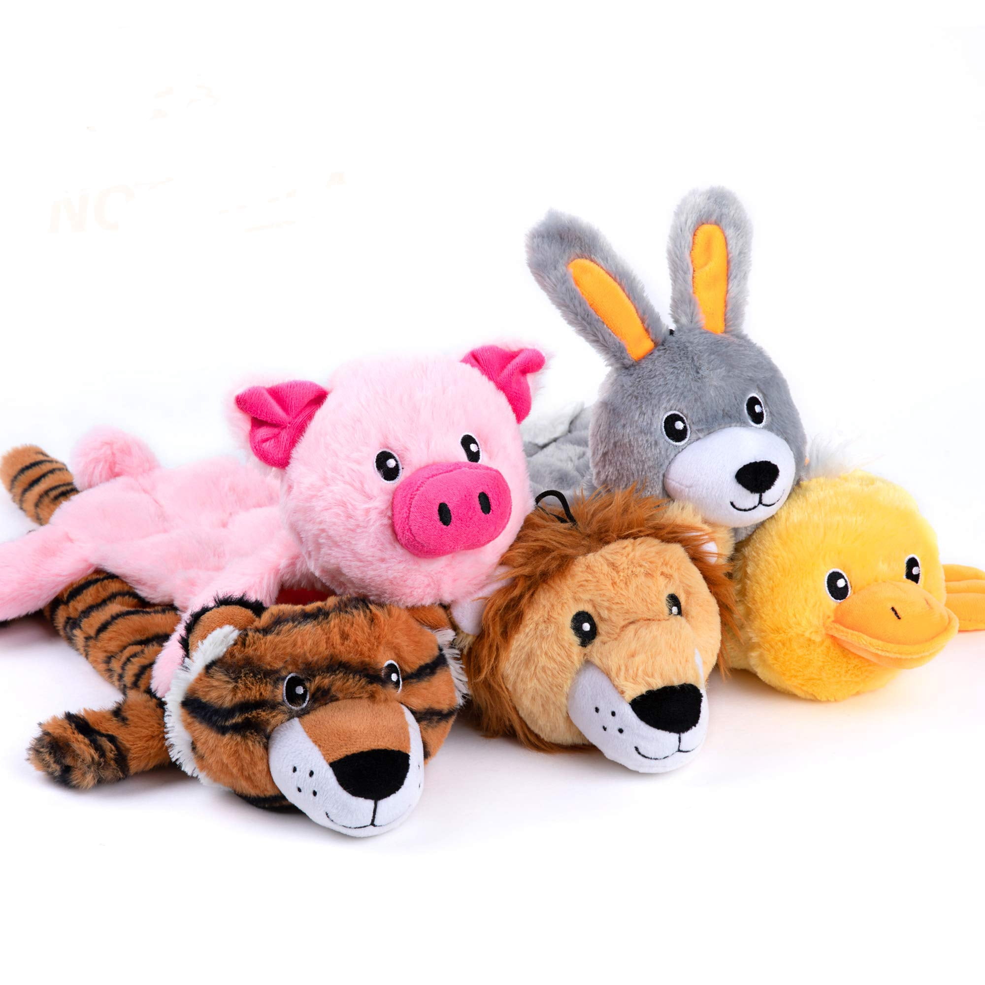 Nocciola 5 PCS 3D Dog Squeaky Toys with Double Layer Reinforced Fabric Durable Plush Dog Toys No Stuffing Body Dog Toy Set for Small to Large Dogs