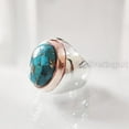 thumbnail image 2 of Blue Copper Turquoise Mens Ring, Natural Turquoise Ring, Oxidized Two Tone, 925 Silver Ring, Birthday Gift, Heavy Mens Ring, Arabic Design, Ottoman Style Ring, Christmas, Turkey Mens Signet Ring, 2 of 8