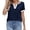 Navy, variant on Women's T-Shirts - Everyday Wear Casual Top with Modern Color Block V-Neck Design for Women