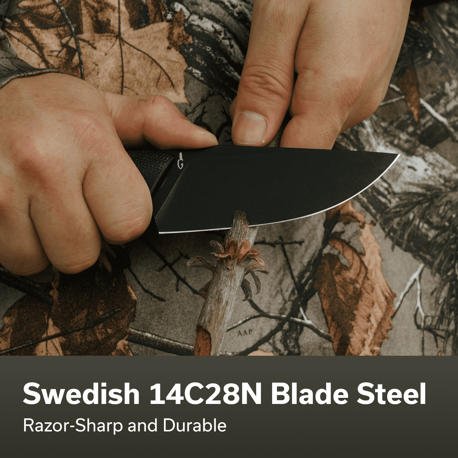 CIVIVI Knives Gander Fixed Blade Black Canvas Micarta & 14C28N Stainless Steel Knife C24058B-2