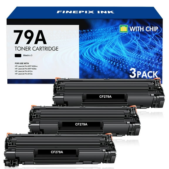 Finepix Ink 79A Black Toner Cartridge Compatible Replacement for HP 79A CF279A Toner for Laserjet Pro M12w M12a MFP M26nw M26a Printer (3-Pack)