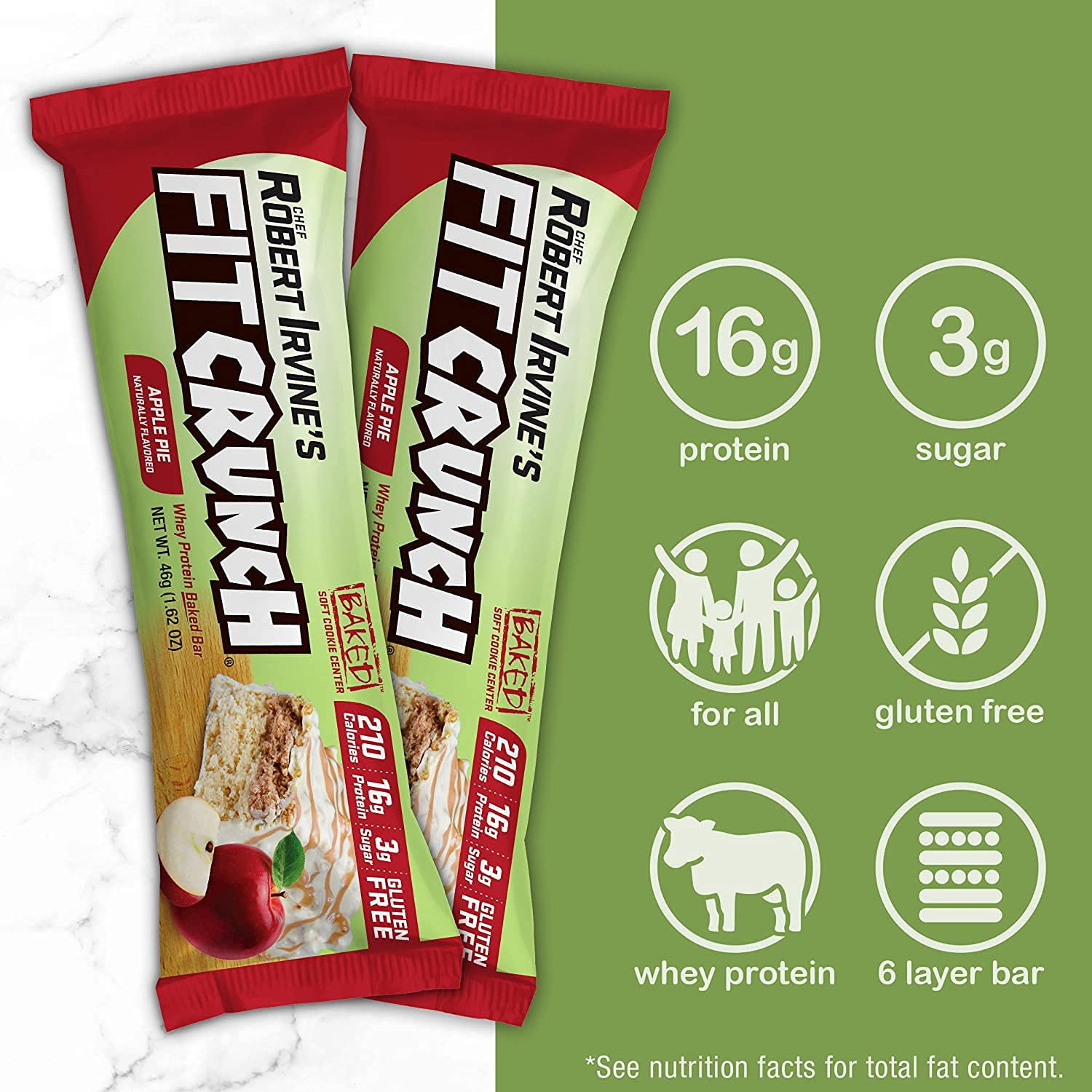 Fit Crunch Snack Size Protein Bar, Apple Pie, 16g Protein, 18 ct.