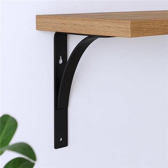 HomeRoots 634531 8 in. Black Curved Metal Wall Mounted Shelf Brackets - Set of 2