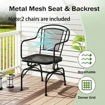 Auranook Patio Rocking Chairs Set of 2 w/ Metal Mesh Backrest & Seat Armrests Gentle