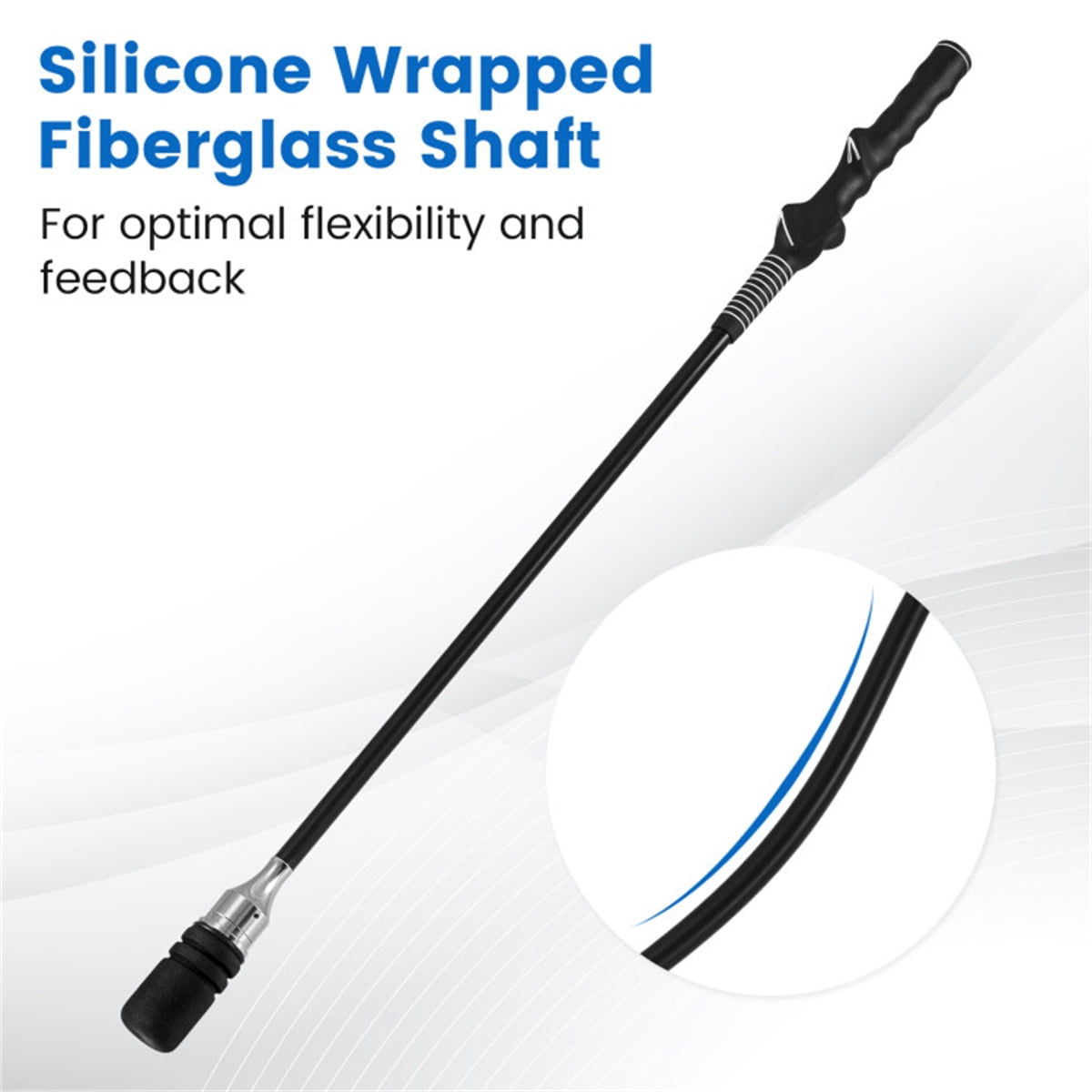 Portable Fiberglass Golf Swing Stick, Improve Grip & Shot Accuracy Golf Warm-Up Tool for Beginners & Pros-Black