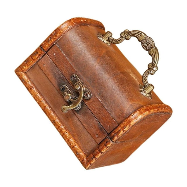 relayinert Treasure Chest Decorative Wooden Lock Box for Treasures Gift Money Emerald Yellow