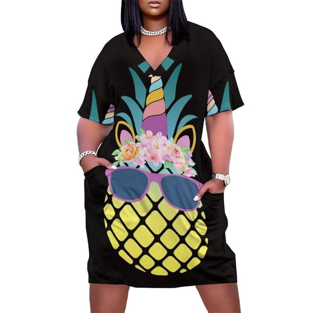 Cool piña io vestido suelto con bolsillos vestidos de verano vestido de verano para mujer 2025