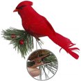 thumbnail image 4 of 5 Pcs Animaux de Noël Rouges Arbre de Noël Artificiel Réaliste Plume avec Pince Branches de Pin Décoration d'Arbre de Noël Ornement, 4 of 9
