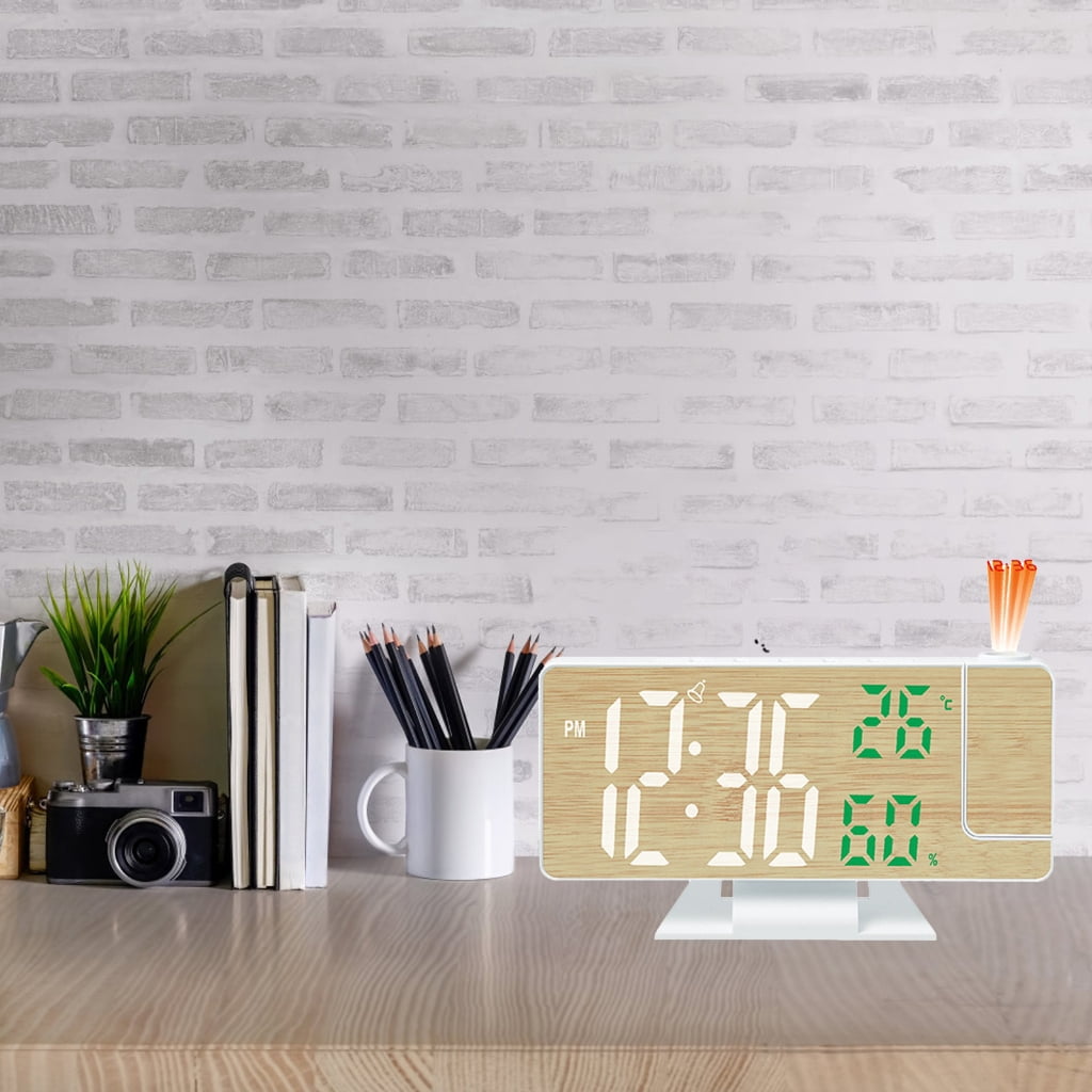 Projection LED Alarm Clock with Clear Display and Room Temperature Monitoring