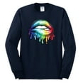 thumbnail image 2 of Wild Bobby, Colorful Neon Rainbow Biting Lips, Pop Culture, Men Long Sleeve Shirt, Navy, X-Large, 2 of 3
